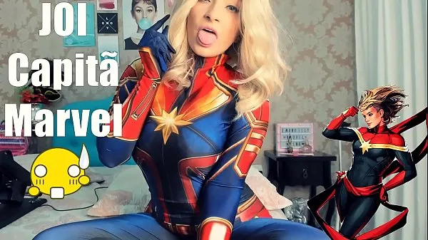 New Joi Portugues Cosplay Capita Marvel SEX MACHINE, doing Blowjob Deep throat Cumming on breasts and Cumming on ass AMAZING JOI new Videos
