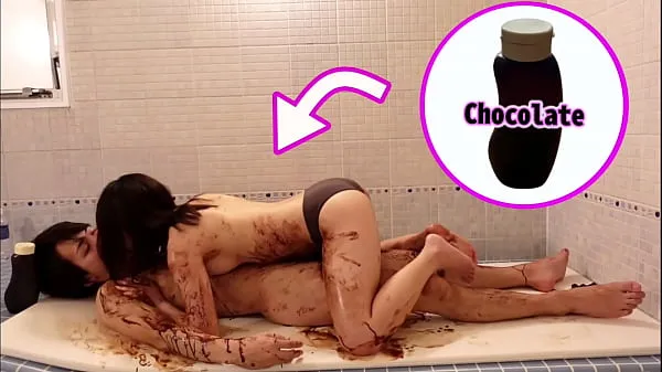 New Chocolate slick sex in the bathroom on valentine's day - Japanese young couple's real orgasm new Videos