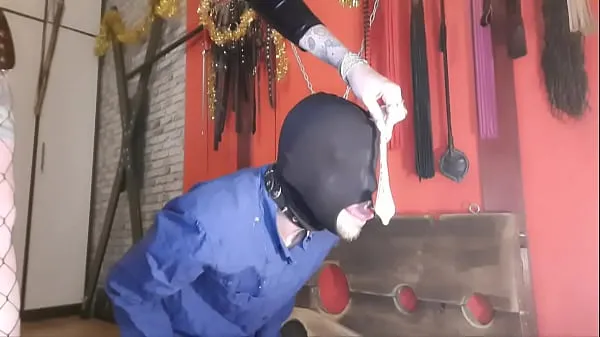 New Sperm fetish. The slave joyfully accepts someone else's sperm on his face. The humiliation of a slave new Videos