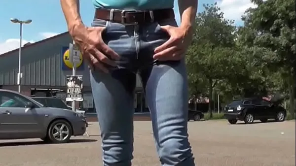 New pissing in jeans in supermarket parking lot new Videos
